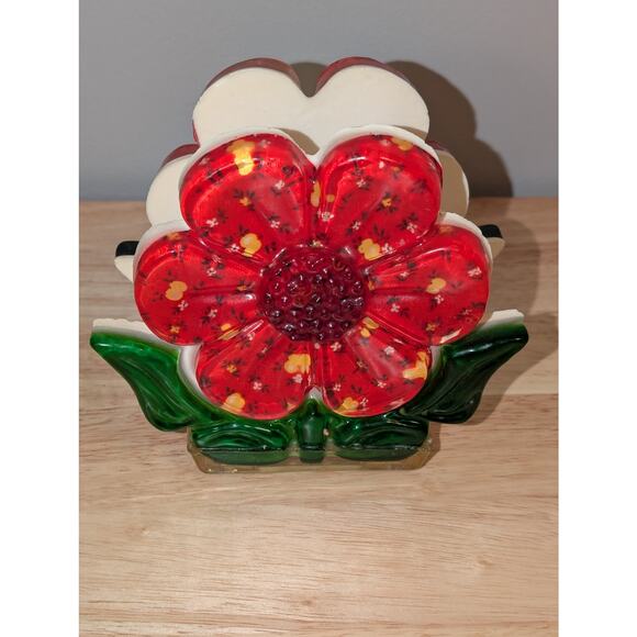 Vintage 1974 Design Gifts International Lucite Floral Mail Holder Napkin Holder - Picture 2 of 7